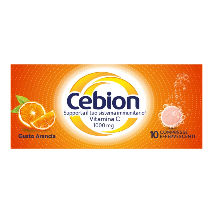 Cebion 1 g - 10 Compresse Effervescenti Integratore di Vitamina C Gusto Arancia Cebion 1 g - 10 Compresse Effervescenti Integratore di Vitamina C Gusto Arancia