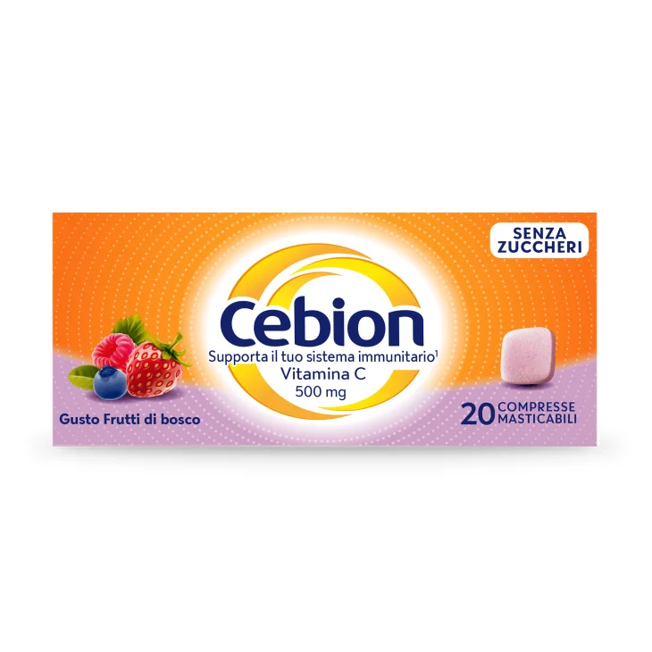 Cebion 500 mg - 20 compresse Integratore di Vitamina C masticabili senza zucchero Cebion 500 mg - 20 compresse Integratore di Vitamina C masticabili senza zucchero