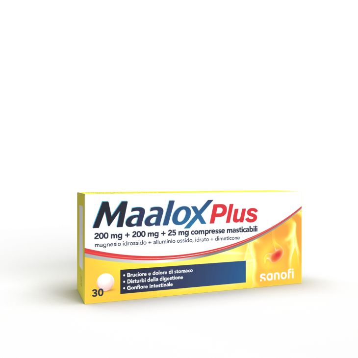 Maalox Plus 200 mg + 200 mg + 25 mg 30 Compresse Masticabili