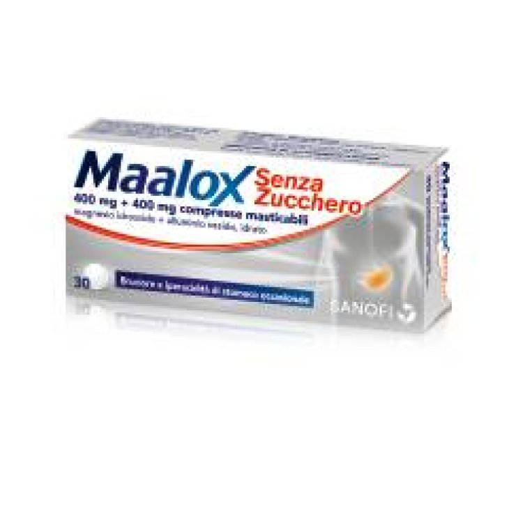Maalox Senza Zucchero 400 mg + 400 mg - 30 Compresse Masticabili