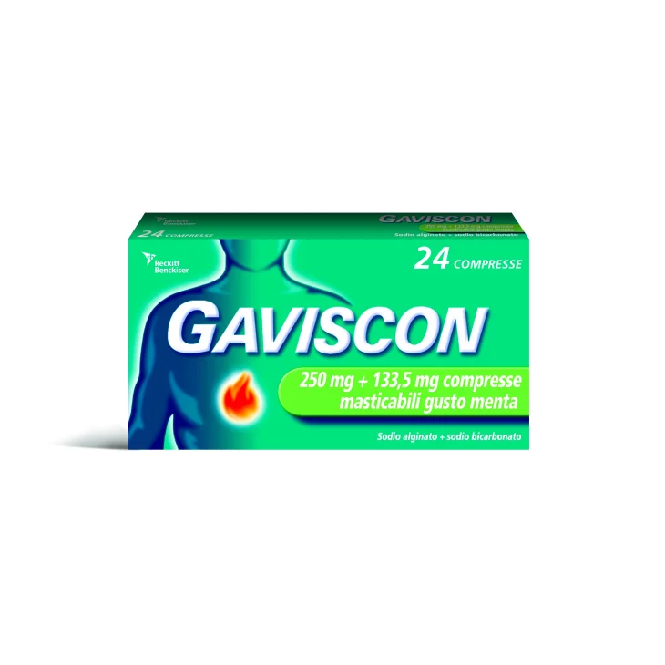 Gaviscon Trattamento contro il bruciore di stomaco Gusto Menta 250 mg 24 compresse masticabili