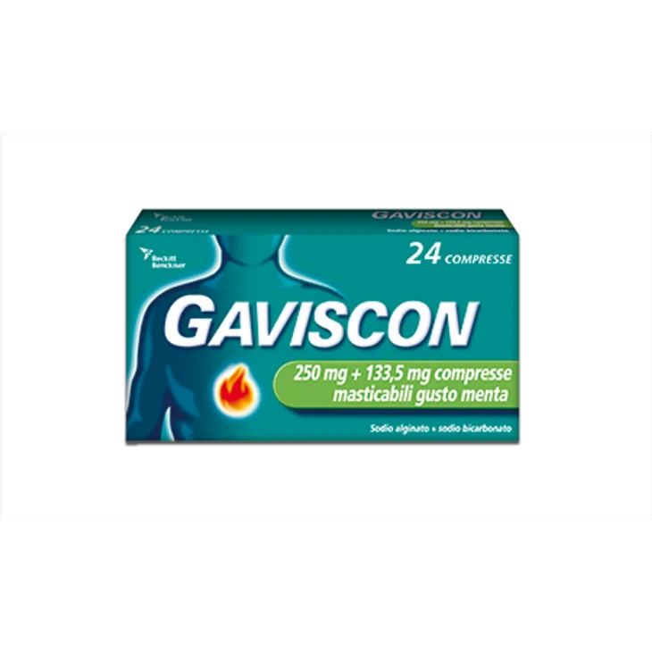 Gaviscon Trattamento contro il bruciore di stomaco Gusto Menta 250 mg 24 compresse masticabili