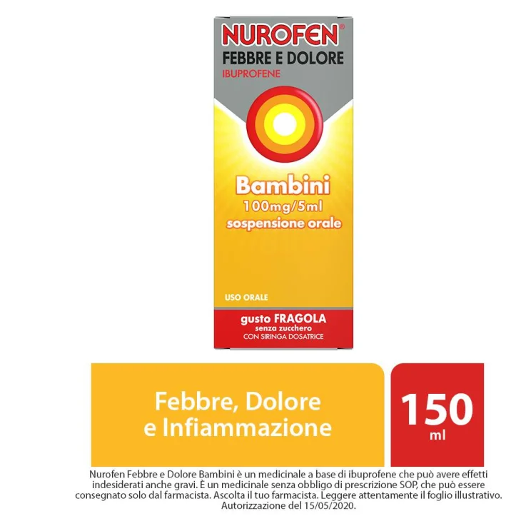 Nurofen Febbre e Dolore Bambini Sciroppo Fragola 100mg/5ml 150 ml