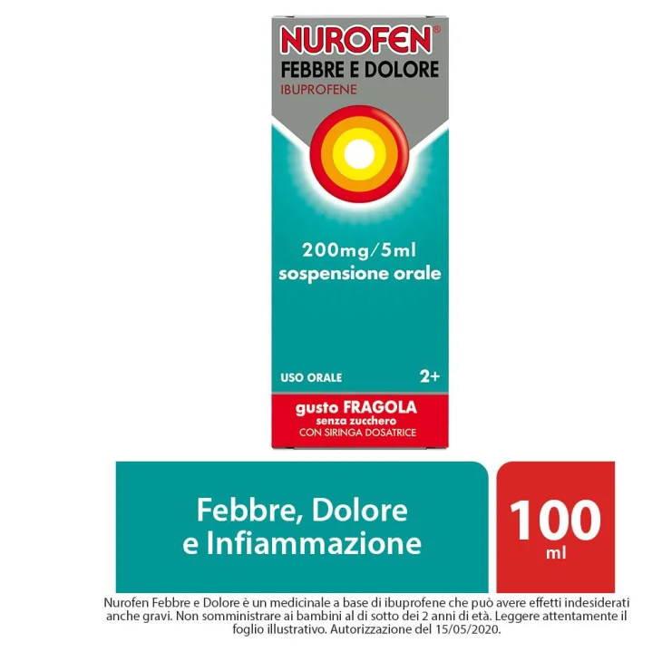 Nurofen Febbre e Dolore Bambini Sciroppo Fragola 200mg/5ml 100 ml