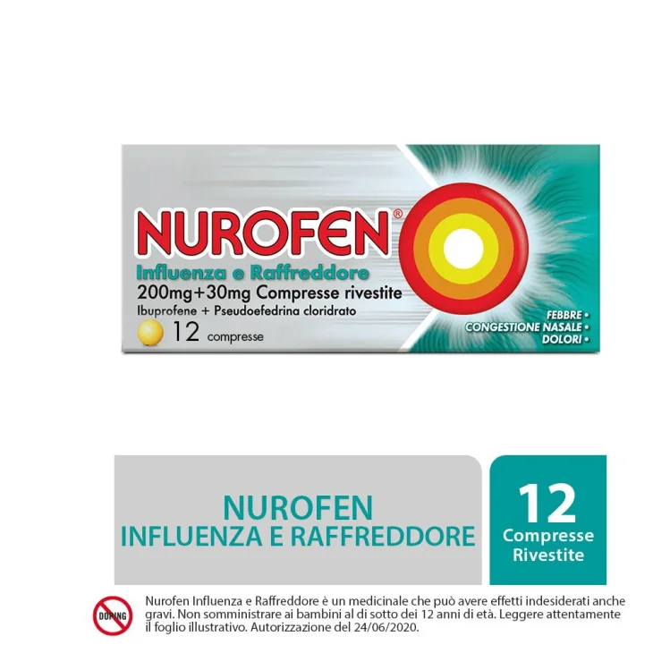 Nurofen Influenza e Raffreddore 200 mg + 30 mg  12 Compresse