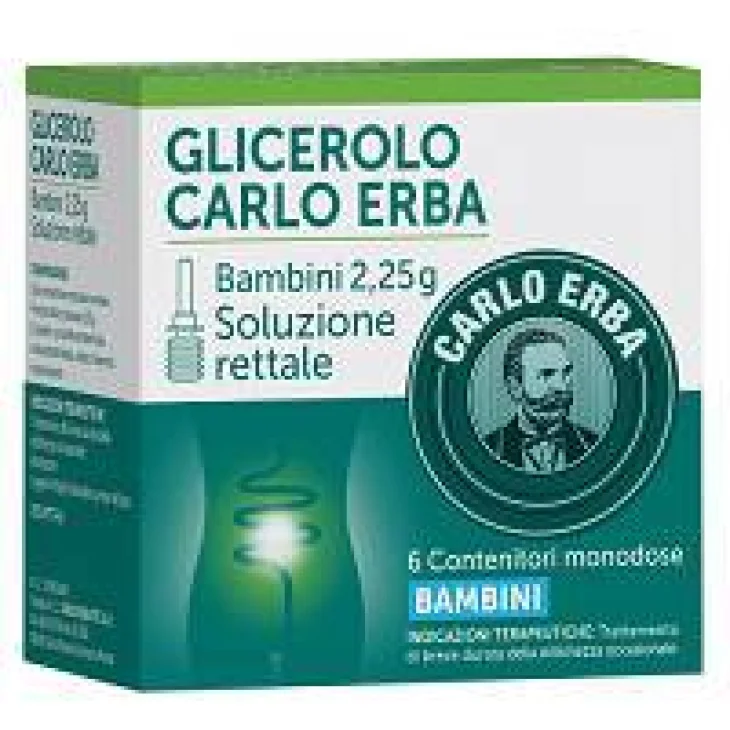 Glicerolo Carlo Erba Bambini -  6 microclismi 2,25 g con camomilla e malva