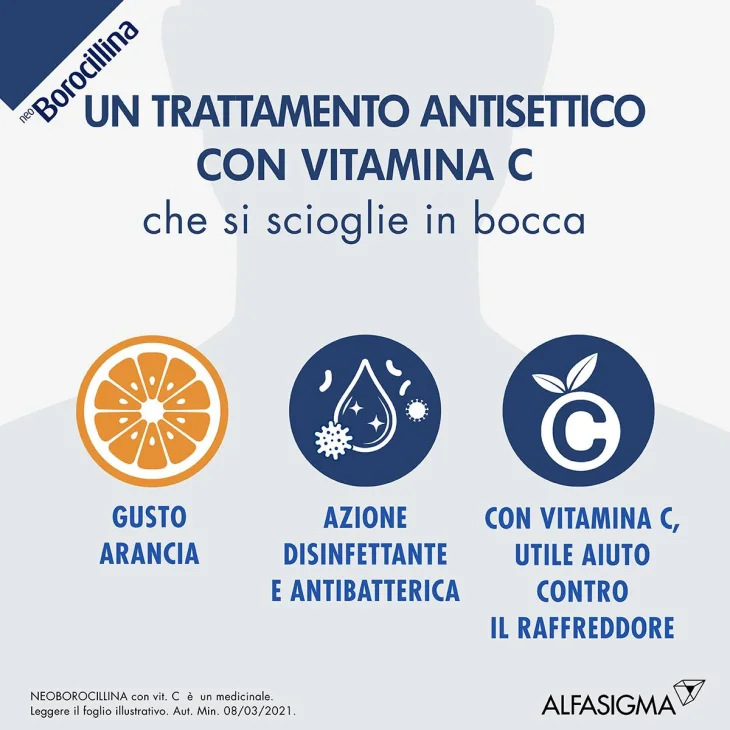 Neoborocillina C 20 mg/1,2 mg -  16 pastiglie senza zucchero