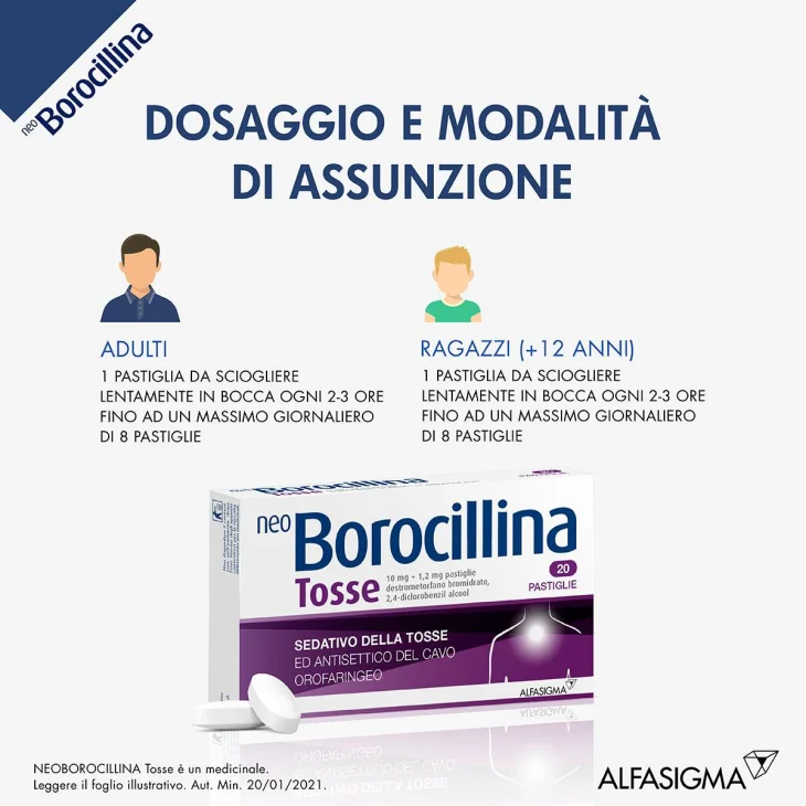 Neoborocillina Tosse 10 mg + 1,2 mg - 20 compresse