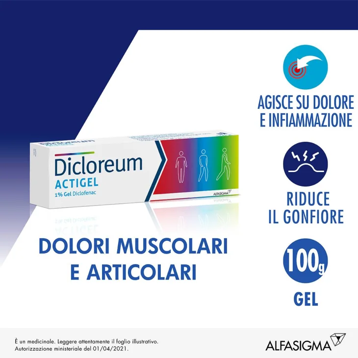Dicloreum Actigel 1% Pomata per Dolori Articolari 100 g