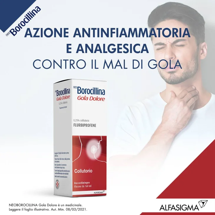Neoborocillina Gola Dolore 400 mg 0,25% Collutorio - 160 ml