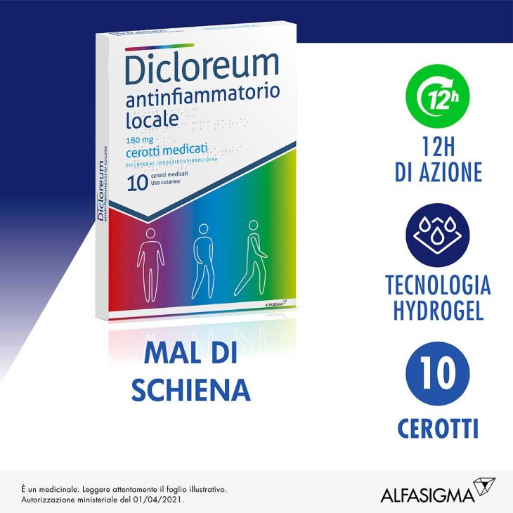 Dicloreum Antinfiammatorio Locale 180 mg  12H - 10 cerotti
