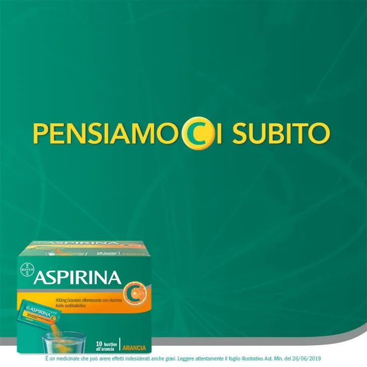 Aspirina 400 mg + 240 mg con vitamina C -  10 bustine granulato effervescente