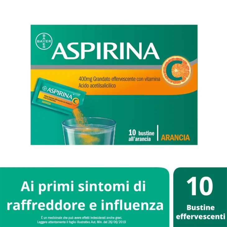Aspirina 400 mg + 240 mg con vitamina C -  10 bustine granulato effervescente