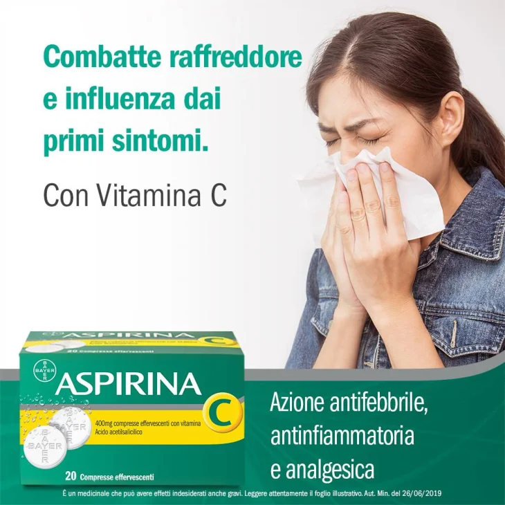 Aspirina C 400 mg + 240 mg 20 compresse effervescenti
