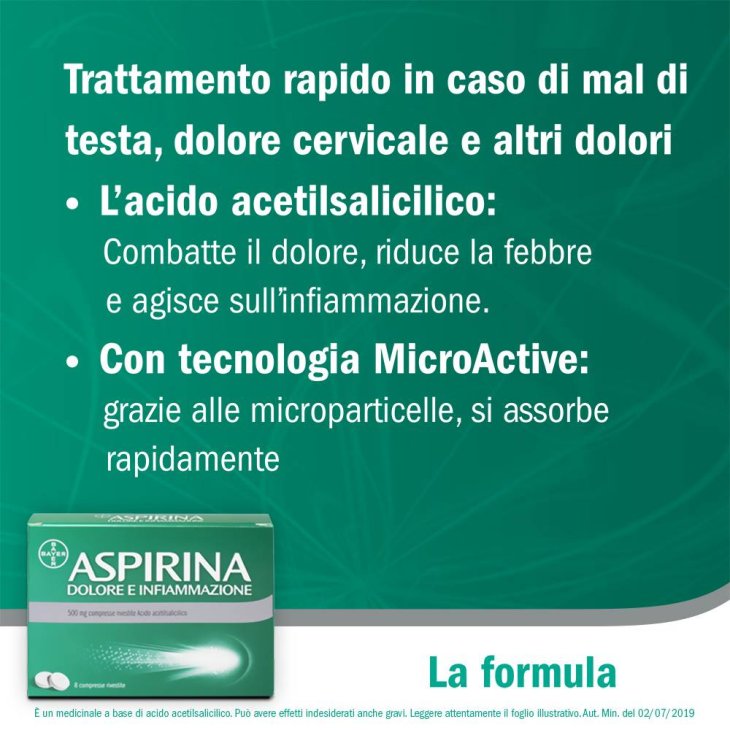 Aspirina Dolore e Infiammazione 500 mg - 8 compresse rivestite