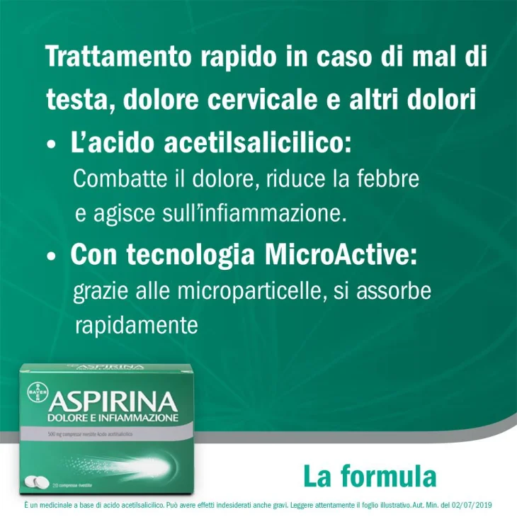 Aspirina Dolore e Infiammazione 500 mg - 20 compresse rivestite