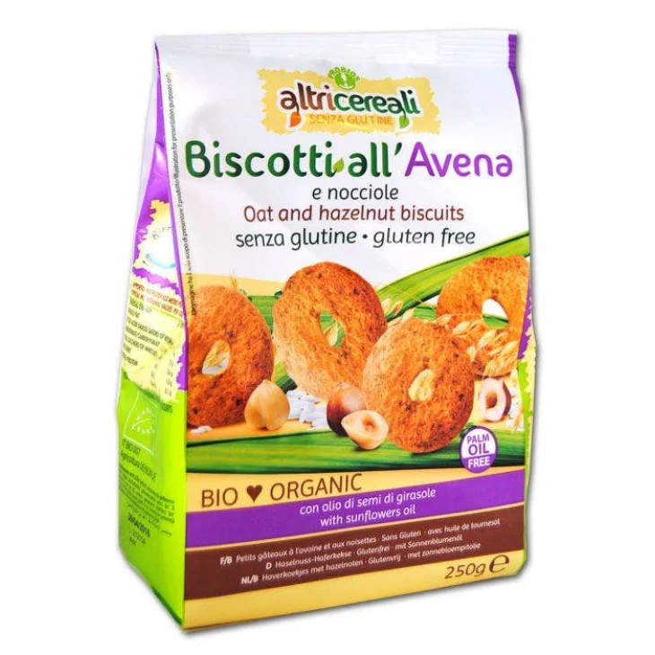 Probios Altri Cereali Biscotti all'Avena e Nocciole Biologiche e Senza Glutine