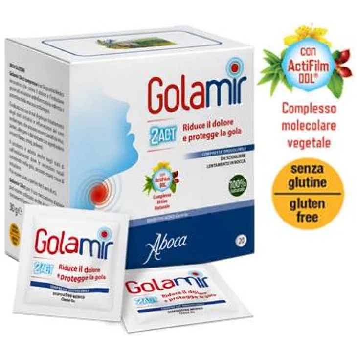 Aboca GolaMir 2 Act Integratore per il Mal di Gola 20 compresse