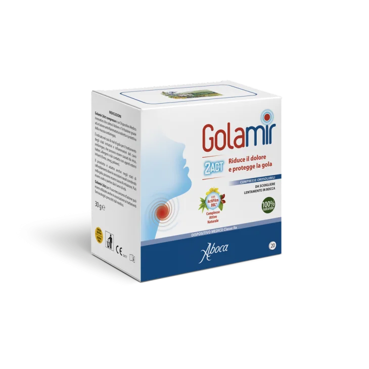 Aboca GolaMir 2 Act Integratore per il Mal di Gola 20 compresse