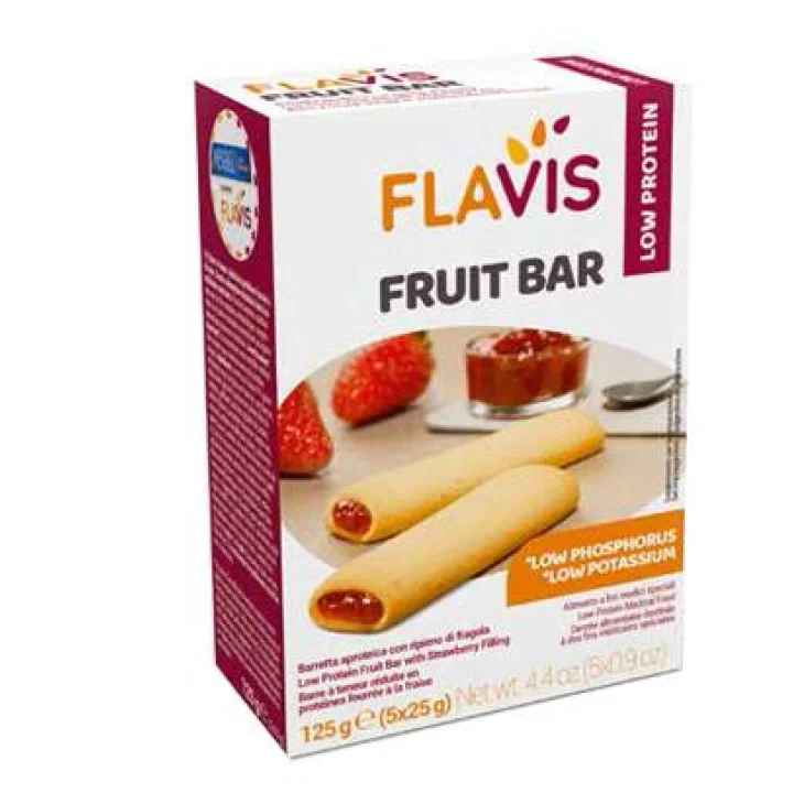 Flavis Fruit Bar Barrette aproteiche con ripieno di fragola 5 x 25 g