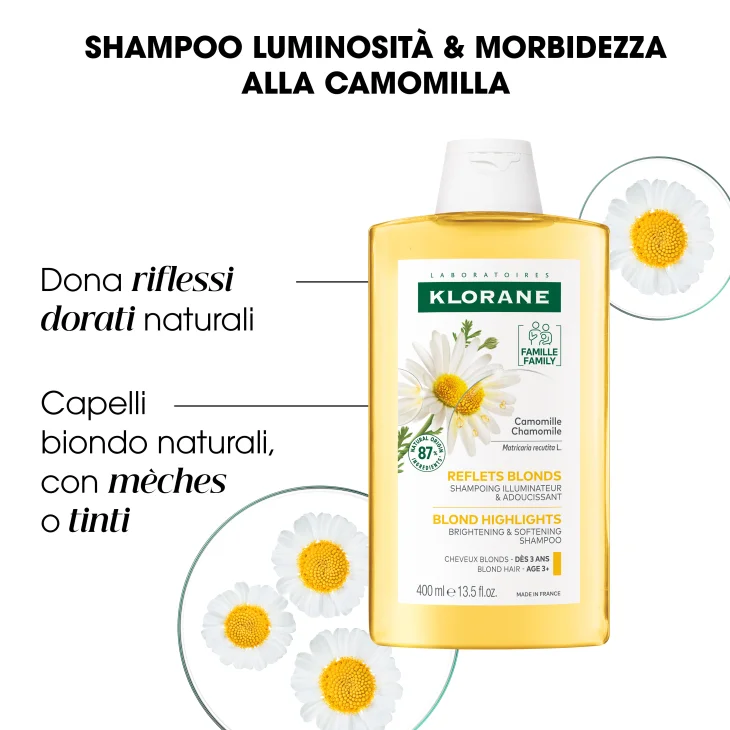 Klorane Shampoo Schiarente alla Camomilla Formato 400 ml