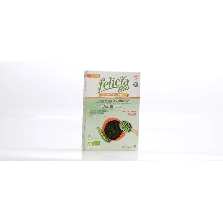 Felicia Bio Linea Legumi Fusilli di Piselli Pasta Bio Senza Glutine Ricca di Fibre e Proteine