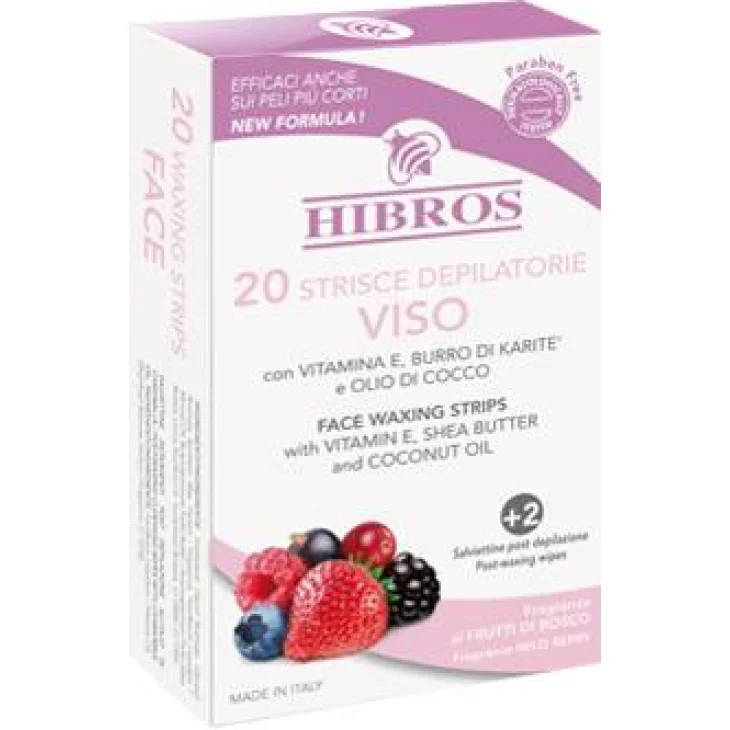 Hibros Strisce Depilatorie Viso ai Frutti di Bosco