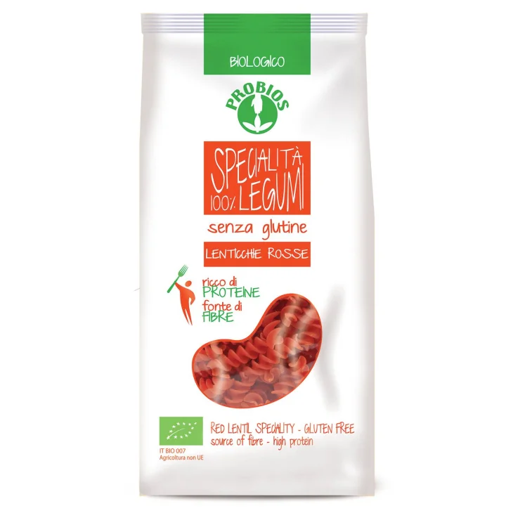 Probios Fusilli 100% Lenticchie Rosse Biologici e Senza Glutine