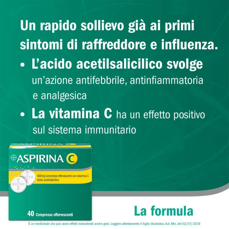 Aspirina C 400 mg + 240 mg - 40 compresse effervescenti