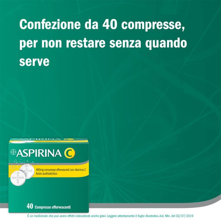 Aspirina C 400 mg + 240 mg - 40 compresse effervescenti