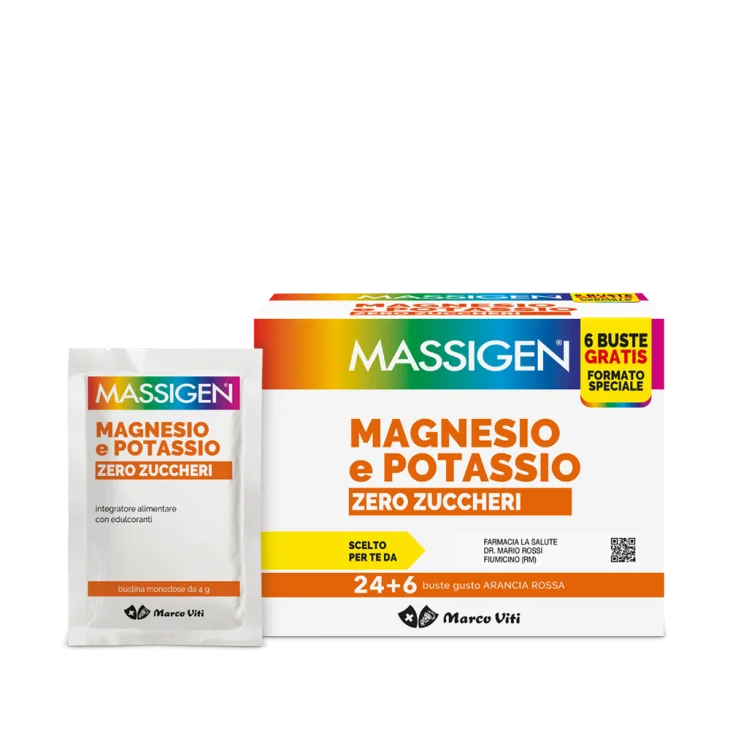 Massigen Magnesio e Potassio Zero Zuccheri 24 + 6 bustine