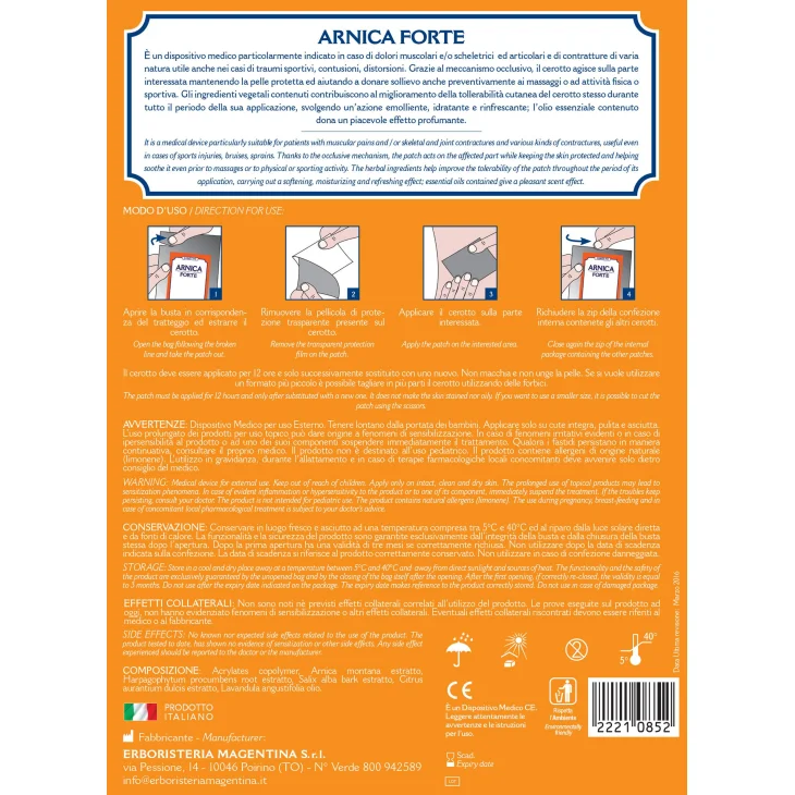 Erboristeria Magentina Arnica Forte Cerotti per Dolori Muscolari 5 pezzi