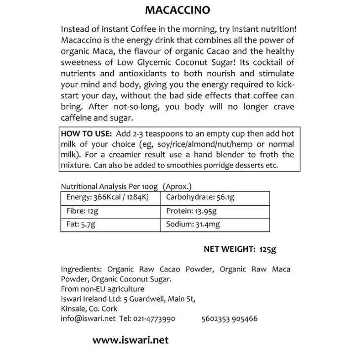 Iswari Macaccino Organic Mix Antiossidanti Polvere Bio 250 g