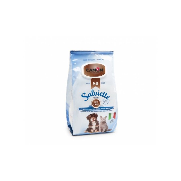 Camon Salviette Detergenti per Cani e Gatti Fragranza Latte&Miele