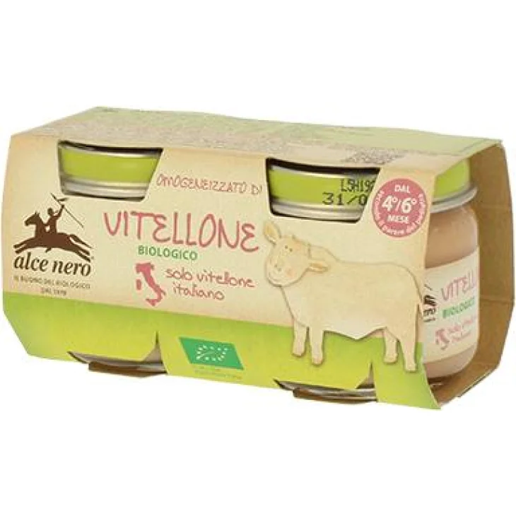 Alce Nero Baby Food Bio Omogeneizzato gusto Vitellone 2 x 80 g