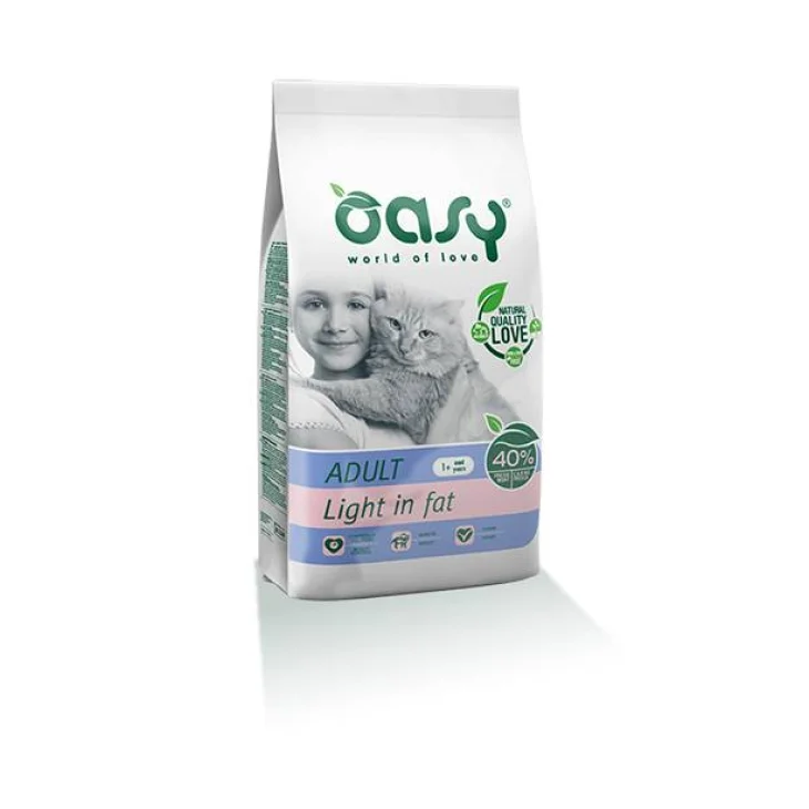 Oasy Adult Light in Fat Cibo Secco per Gatti Sovrappeso 1,5 Kg