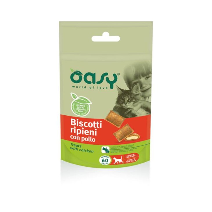 Oasy Biscotti Ripieni con Pollo Snack per Gatti 60 g