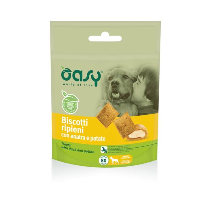 Oasy Biscotti Ripieni con Anatra e Patate Snack per Cani
