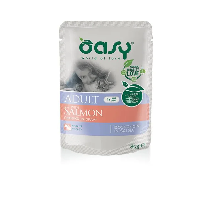 Oasy Adult Salmon Bocconcini in salsa con salmone per Gatti 85 g
