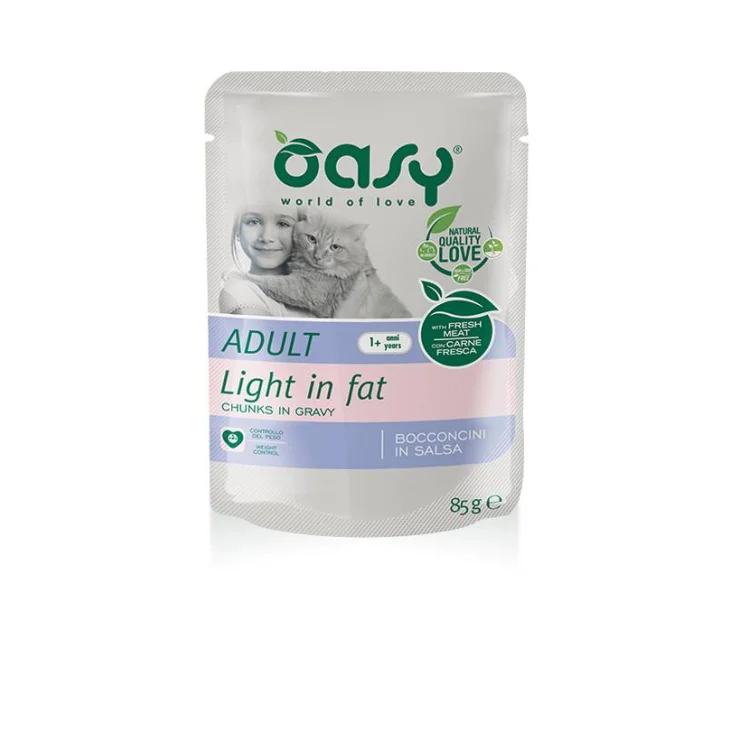 Oasy Adult Light in Fat Bocconcini in salsa per gatti sovrappeso 85 g