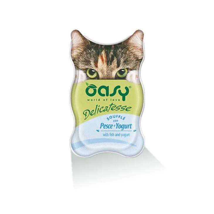 Oasy Delicatesse Soufflè con pesce e yogurt per gatti 85 g