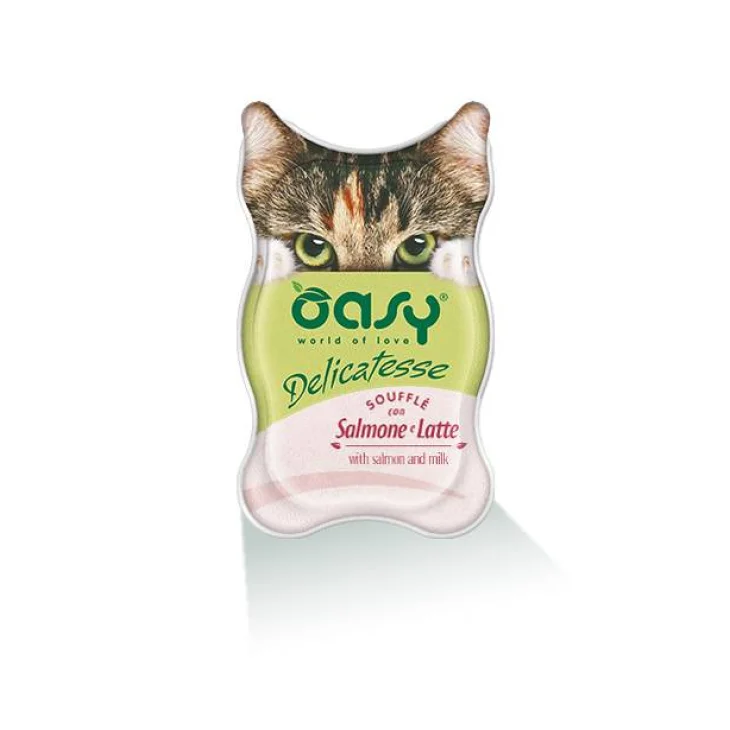 Oasy Delicatesse Soufflè con salmone e latte per gatti 85 g