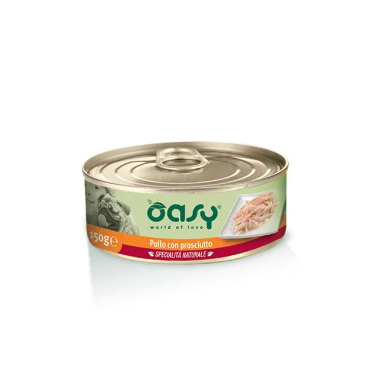 Oasy Pollo con Prosciutto Specialità Naturale Cibo per Cani 150 g