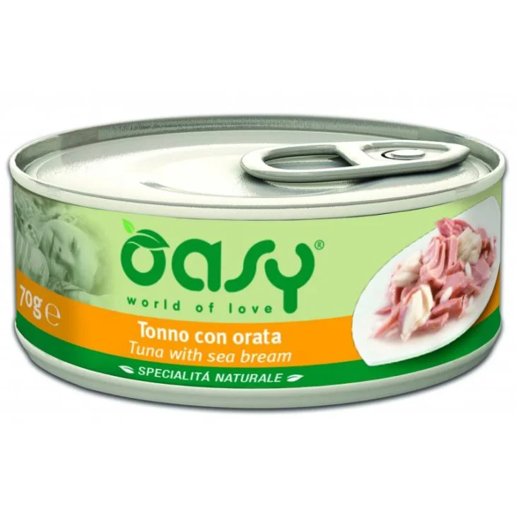 Oasy Tonno con Orata Specialità Naturali Cibo umido per gatti in lattina 70 g