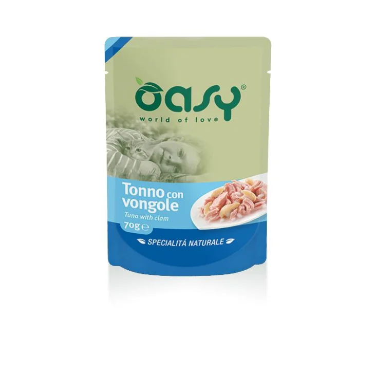 Oasy Tonno con Vongole Specialità Naturali Cibo Umido per Gatti 70 g