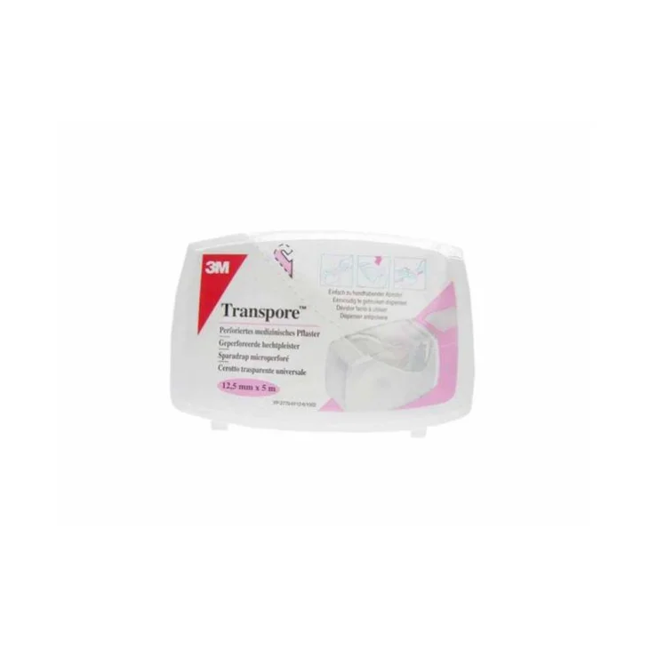 3M Transpore Nastro Chirurgico in Plastica Microforata Misura 1,25 x 500 CM