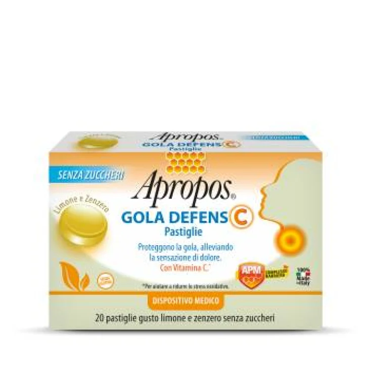 Apropos Gola Defens C Pastiglie per la Gola Gusto Limone e Zenzero 20 Pastiglie