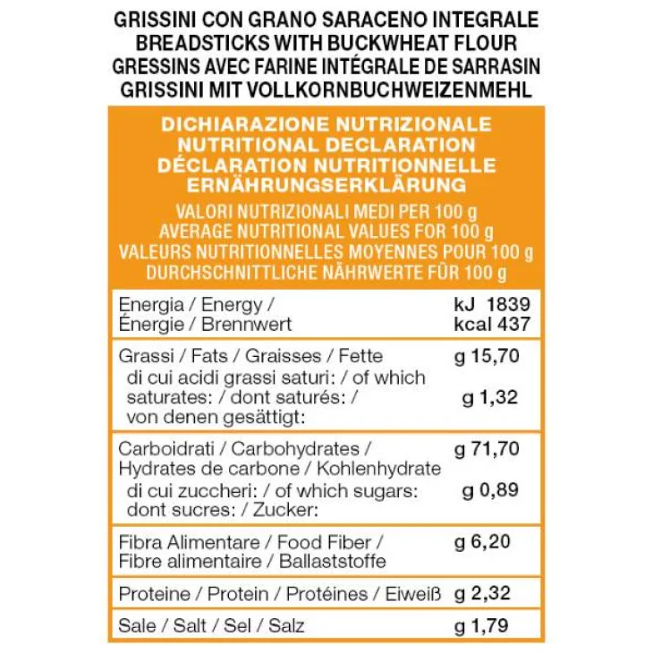 Il Pane di Anna Grissini Integrali senza glutine latte e uova 200 g