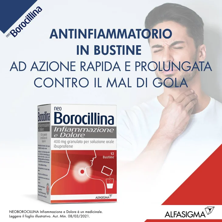 Neoborocillina Infiammazione e Dolore Bustine per Mal di Gola