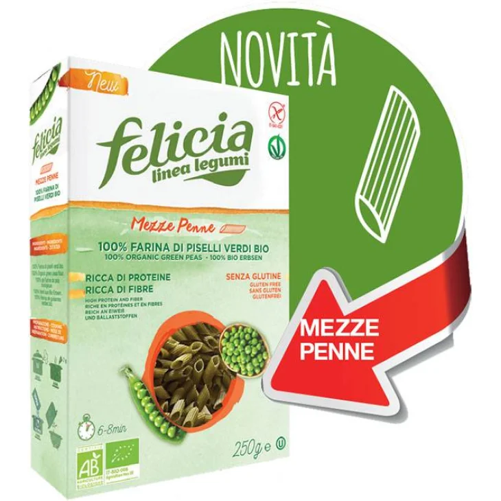 Felicia Linea Legumi Mezze Penne Pasta di Piselli Senza Glutine